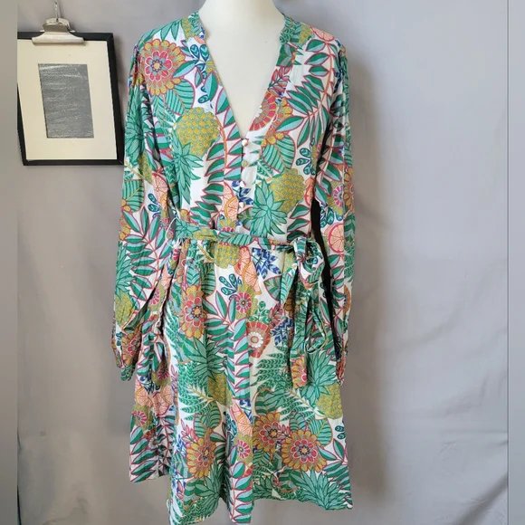 Boden Notch Neck Floral Dress US 16/18 L - Picture 2 of 16